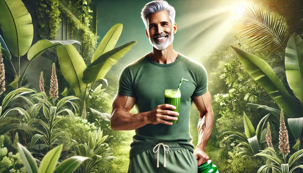 plant peptides for seniors - smiling senior man in a lush garden setting